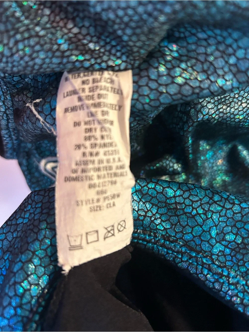 Alpha Factor Kids Blue-Green Metallic Gymnastics Leotard -Size CLA Child’s Large